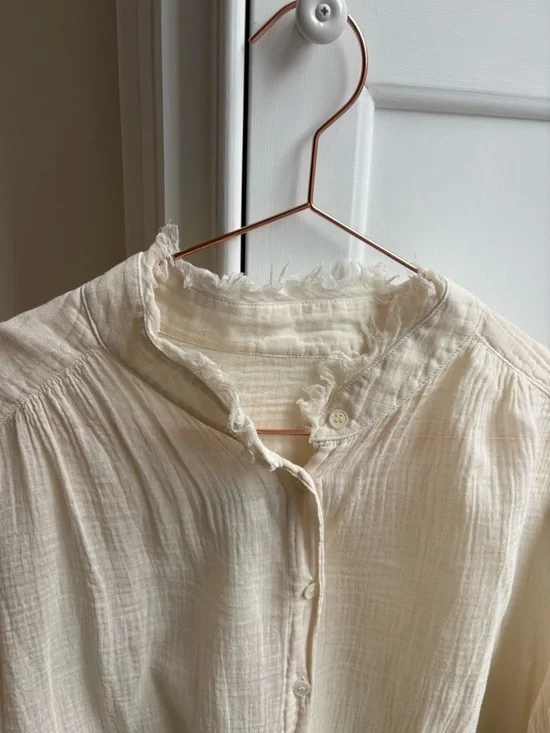 Raquel Allegra Cream Button-Front Gauze Blouse Small - Picture 2 of 6